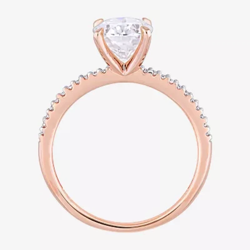 Womens 1/10 CT. T.W. Lab Created White Moissanite 14K Rose Gold Engagement Ring