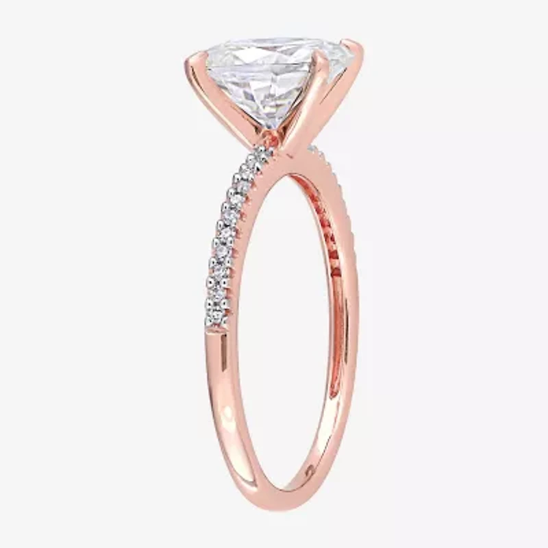 Womens 1/10 CT. T.W. Lab Created White Moissanite 14K Rose Gold Engagement Ring
