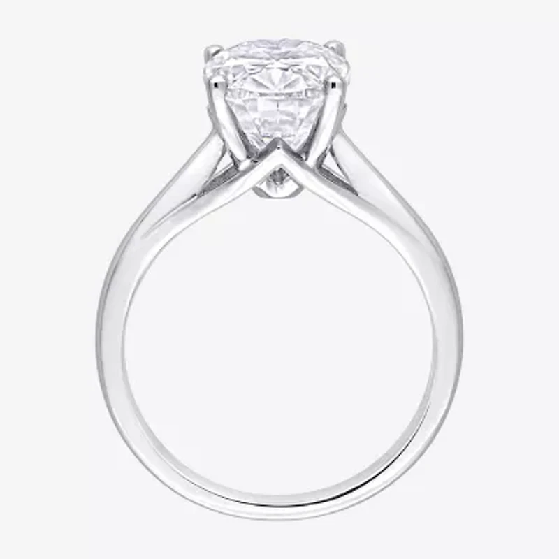 Womens Lab Created White Moissanite 10K Gold Solitaire Engagement Ring