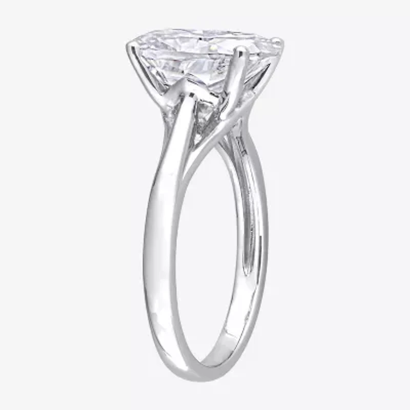 Womens Lab Created White Moissanite 10K Gold Solitaire Engagement Ring