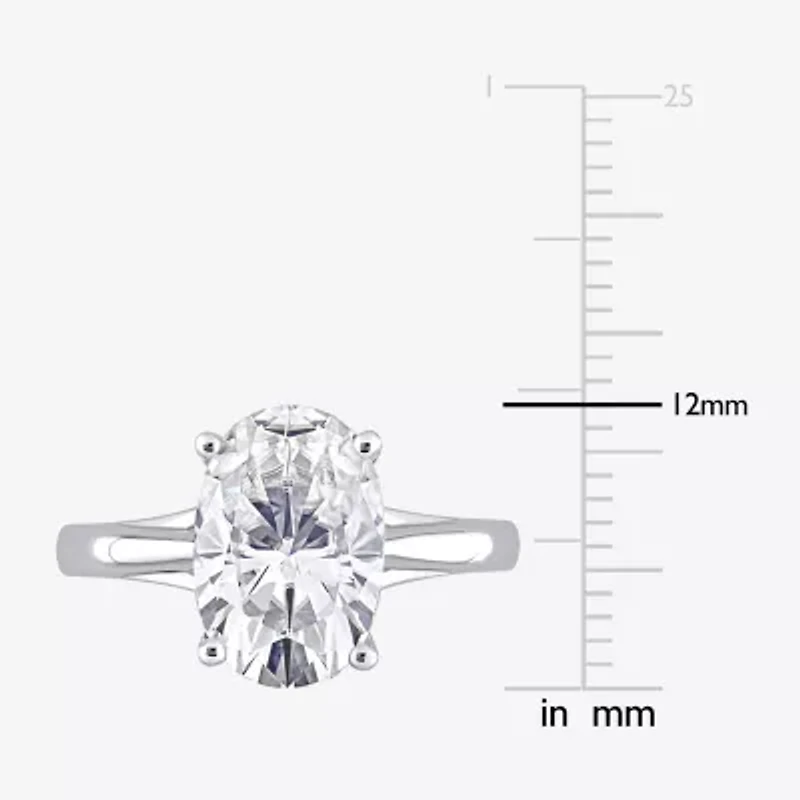 Womens Lab Created White Moissanite 10K Gold Solitaire Engagement Ring