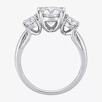 Womens Lab Created White Moissanite 10K Gold 3-Stone Engagement Ring