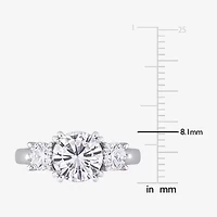 Womens Lab Created White Moissanite 10K Gold 3-Stone Engagement Ring