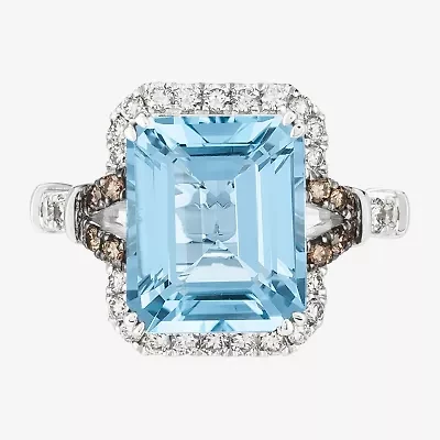 Le Vian® Grand Sample Sale™ Ring featuring 6 CT. Blue Topaz 3/8 Nude Diamonds™  1/6 Chocolate Diamonds® set 14K Vanilla Gold®