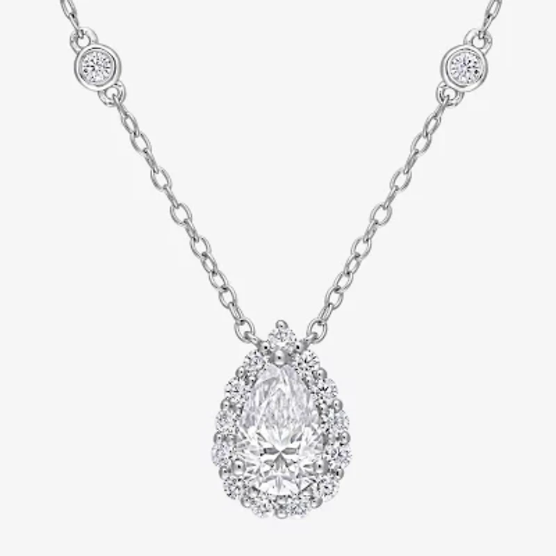 Womens 1 1/2 CT. T.W. Lab Created White Moissanite Sterling Silver 18 Inch Pendant Necklace