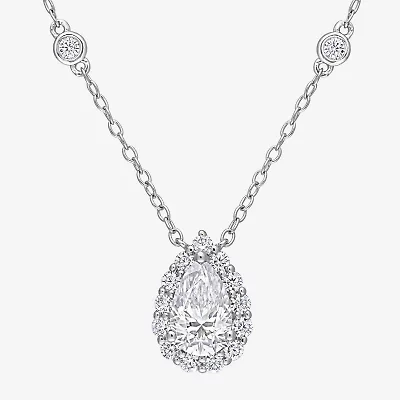 Womens 1 1/2 CT. T.W. Lab Created White Moissanite Sterling Silver 18 Inch Pendant Necklace