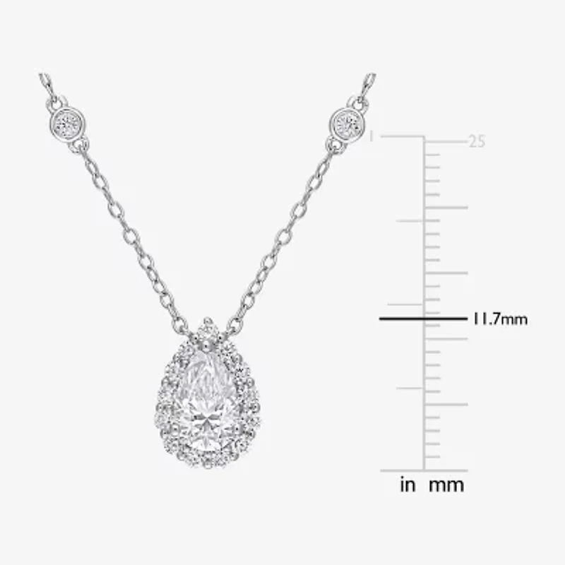 Womens 1 1/2 CT. T.W. Lab Created White Moissanite Sterling Silver 18 Inch Pendant Necklace