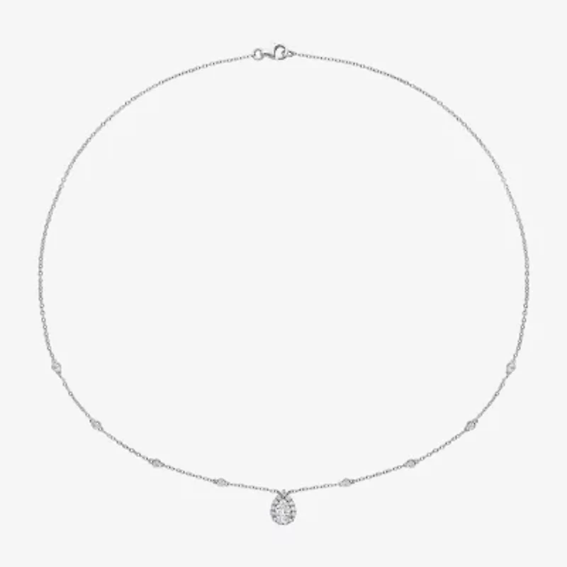 Womens 1 1/2 CT. T.W. Lab Created White Moissanite Sterling Silver 18 Inch Pendant Necklace