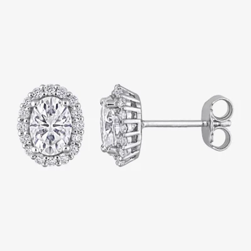 2 1/3 CT. T.W. Lab Created White Moissanite Sterling Silver 9.8mm Stud Earrings