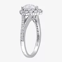 Womens 1 1/2 CT. T.W. Lab Created White Moissanite Sterling Silver Halo Engagement Ring