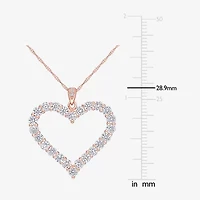 Womens Lab Created White Moissanite 18K Rose Gold Over Silver Heart 18 Inch Pendant Necklace