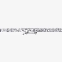 Womens White Moissanite Sterling Silver 17 Inch Tennis Necklace