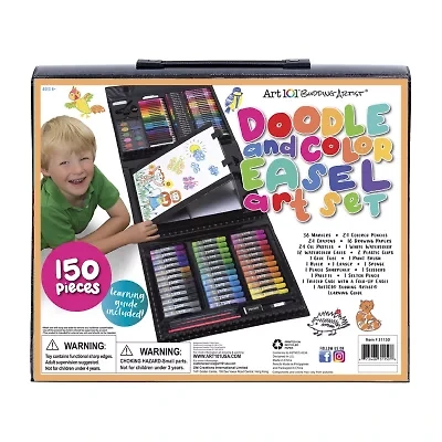 Art 101 Budding Artist Pop-Up Easel 150 Piece Doodle and Color Art Set