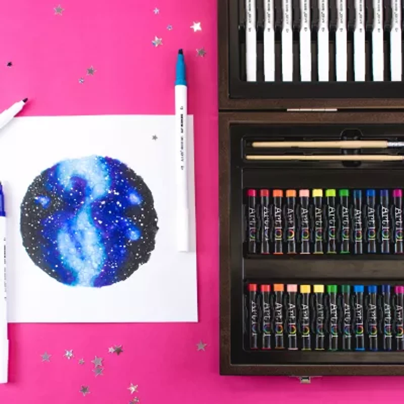 Art 101 Multimedia Illustration 85 Piece Wood Art Set Featuring Illy Markers