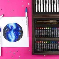 Art 101 Multimedia Illustration 85 Piece Wood Art Set Featuring Illy Markers