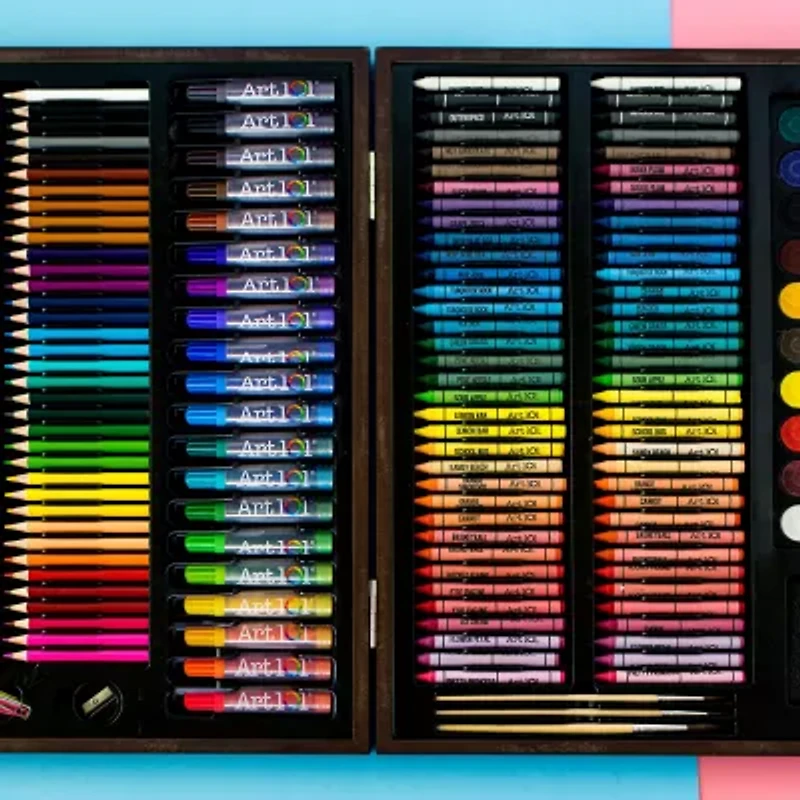 Art 101 Creativity Art Set with 173 Pieces in a Wood Carrying Case