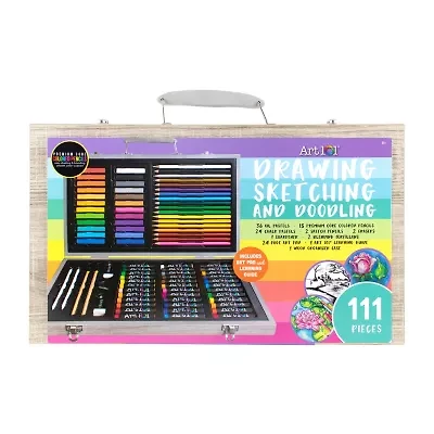 Art 101 Drawing, Sketching, and Doodling 111 Piece Wood Art Set