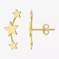 Womens 10K Gold Star Drop Earrings