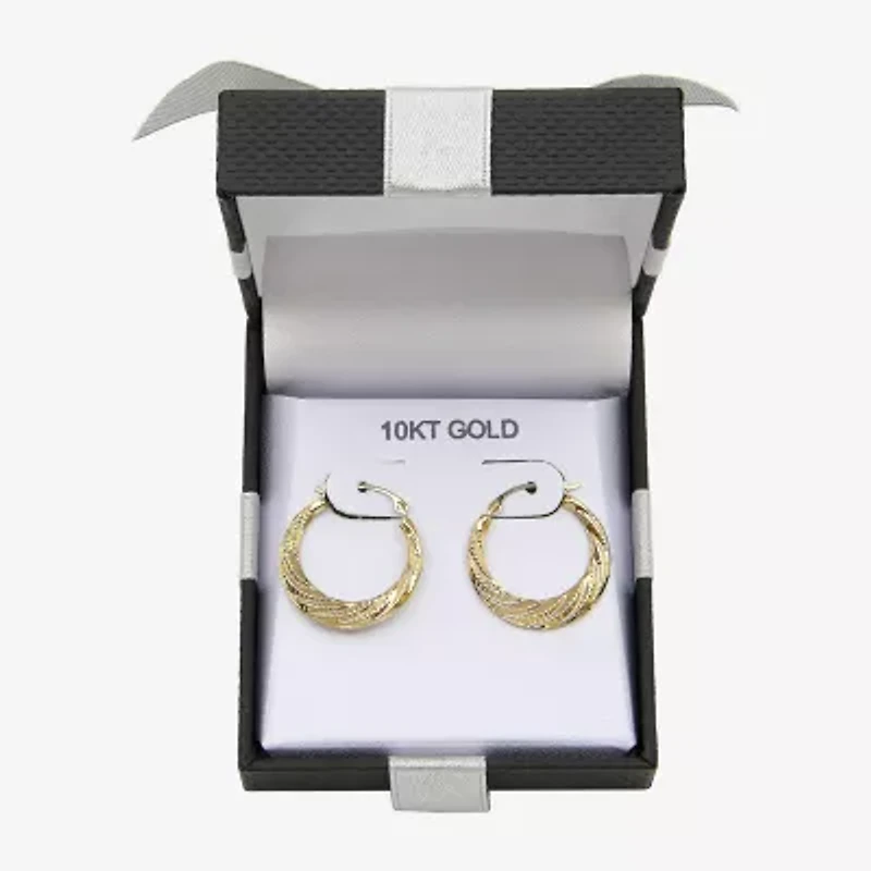 Croissant Womens 10K Gold 21.1mm Round Hoop Earrings