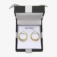 Croissant Womens 10K Gold 21.1mm Round Hoop Earrings