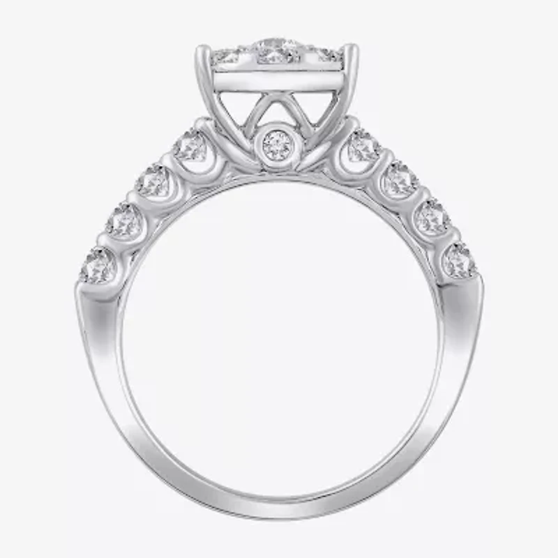 Womens 2 CT. T.W. Natural White Diamond 14K Gold Round Halo Bridal Set