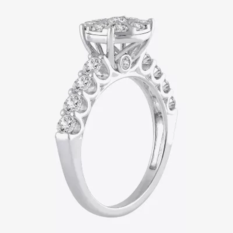 Womens 2 CT. T.W. Natural White Diamond 14K Gold Round Halo Bridal Set