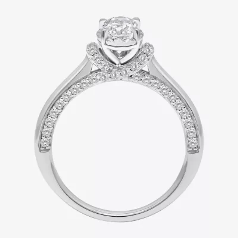 (I / I1) Womens 1 CT. T.W. Lab Grown White Diamond 10K or 14K Gold Oval Solitaire Engagement Ring