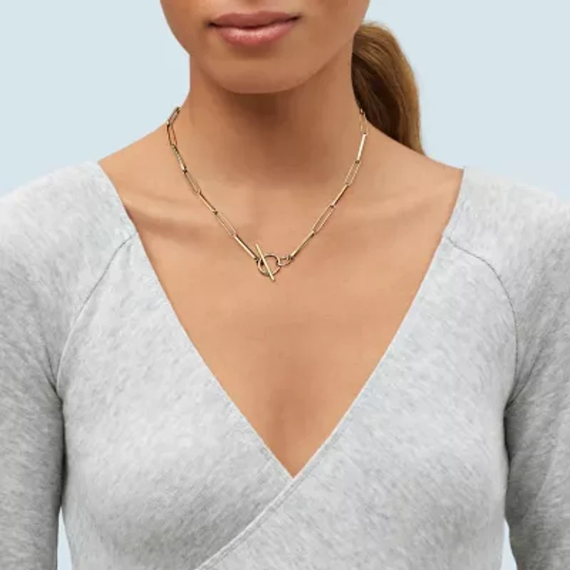 Womens 14K Gold Inch Link Necklace