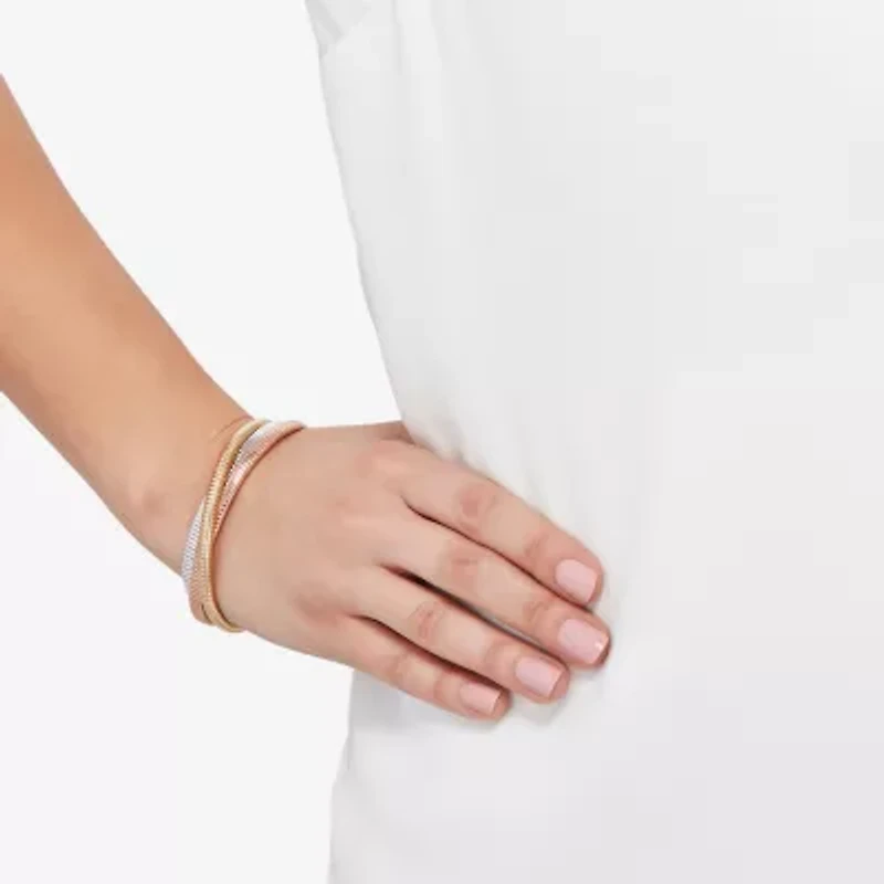 Made in Italy Womens 14K Tri-Color Gold Bangle Bracelet