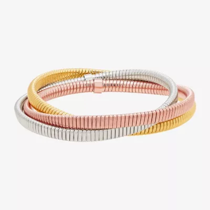 Made in Italy Womens 14K Tri-Color Gold Bangle Bracelet