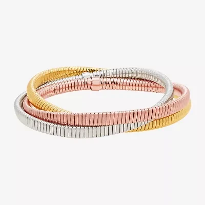 Made in Italy Womens 14K Tri-Color Gold Bangle Bracelet