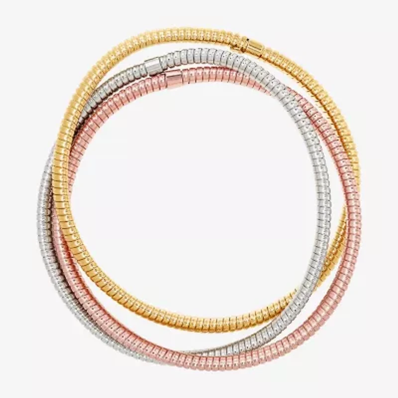 Made in Italy Womens 14K Tri-Color Gold Bangle Bracelet