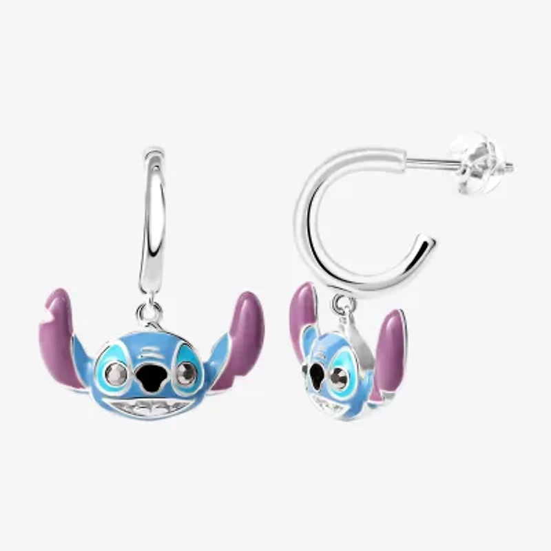 Disney Collection Girls Sterling Silver 16.1mm Lilo & Stitch Hoop Earrings