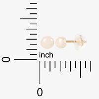 White Cultured Freshwater Pearl 14K Gold 4.1mm Stud Earrings
