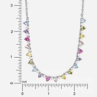 Womens Multi Color Cubic Zirconia Sterling Silver 18 Inch Tennis Necklace