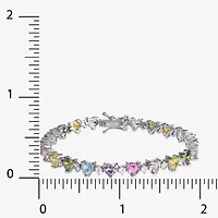 Womens Multi Color Cubic Zirconia Sterling Silver 7.5 Inch Tennis Bracelet