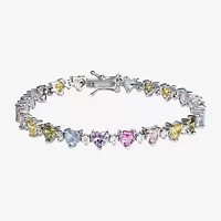 Womens Multi Color Cubic Zirconia Sterling Silver 7.5 Inch Tennis Bracelet