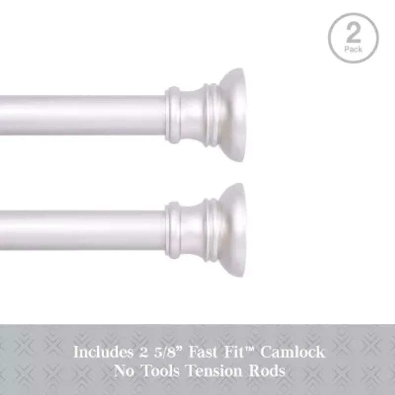 Kenney Easy Install Collection™ Fast Fit™ No Tools Nicholas 2-Pack 5/8 IN Tension Curtain Rod
