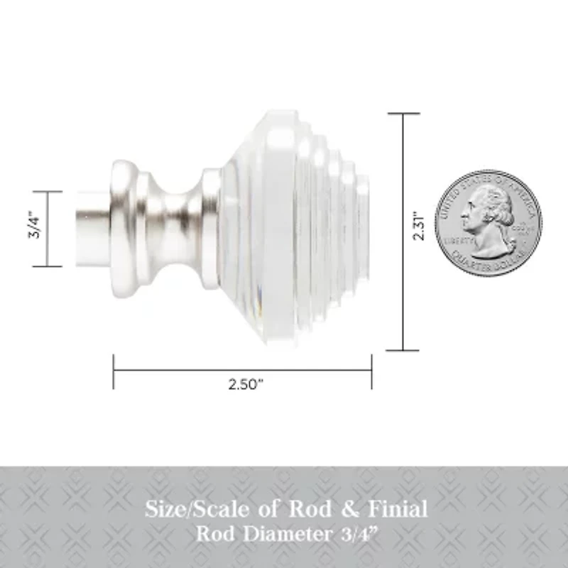Kenney Designer Collection™  Selah Acrylic Knob 3/4 IN Adjustable Curtain Rod