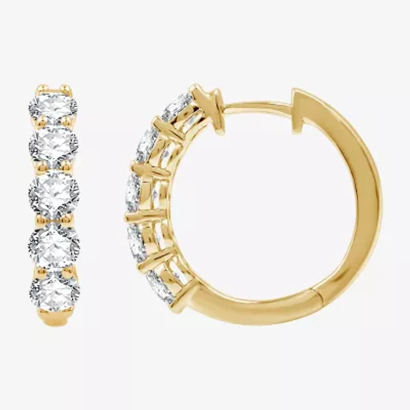 2 CT.T.W.Certified (H-I / I1) Lab Grown Diamond 10K or 14K White or Yellow Gold 19mm Hoop Earrings