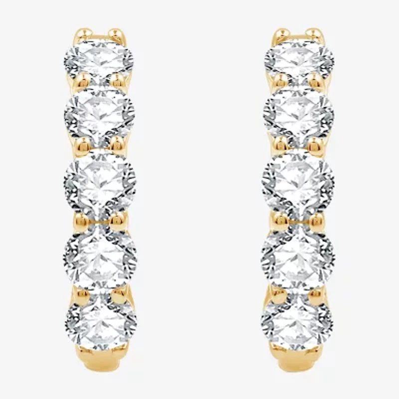 2 CT.T.W.Certified (H-I / I1) Lab Grown Diamond 10K or 14K White or Yellow Gold 19mm Hoop Earrings