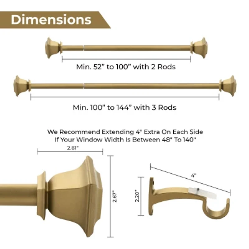 Deco Window Square 1 Adjustable Curtain Rod