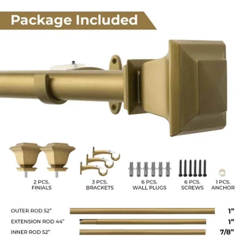 Deco Window Square 1 Adjustable Curtain Rod