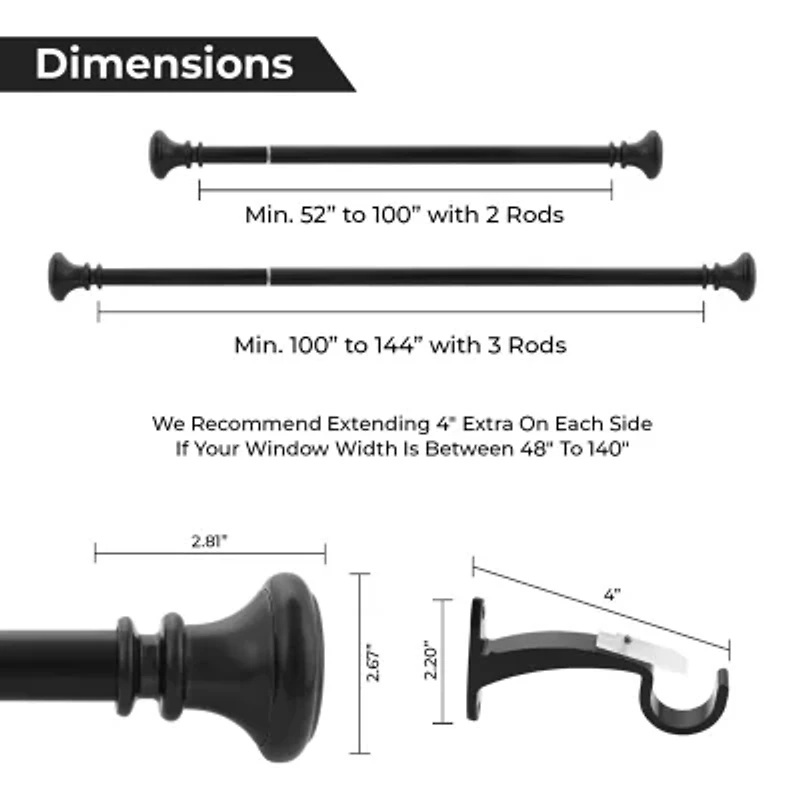 Deco Window Trumpet 1 IN Adjustable Curtain Rod