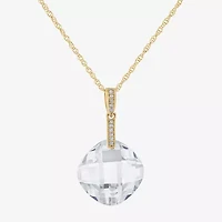 Womens Diamond Accent Lab Created Gemstone 14K Gold Cushion Pendant Necklace