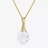 Womens Diamond Accent Lab Created Gemstone 14K Gold Cushion Pendant Necklace