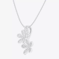 G-H / Si1-Si2) Womens 1/4 CT. T.W. Lab Grown White Diamond 10K White Gold Flower 18 Inch Pendant Necklace