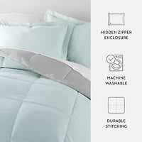 Casual Comfort Solid Reversible Lightweight Down Alternative Comforter Set