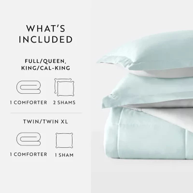 Casual Comfort Solid Reversible Lightweight Down Alternative Comforter Set