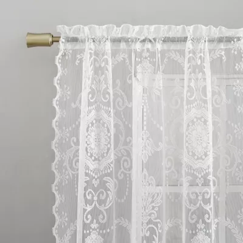 No 918 Nina Lace Rod Pocket Sheer Set of 2 Curtain Panel